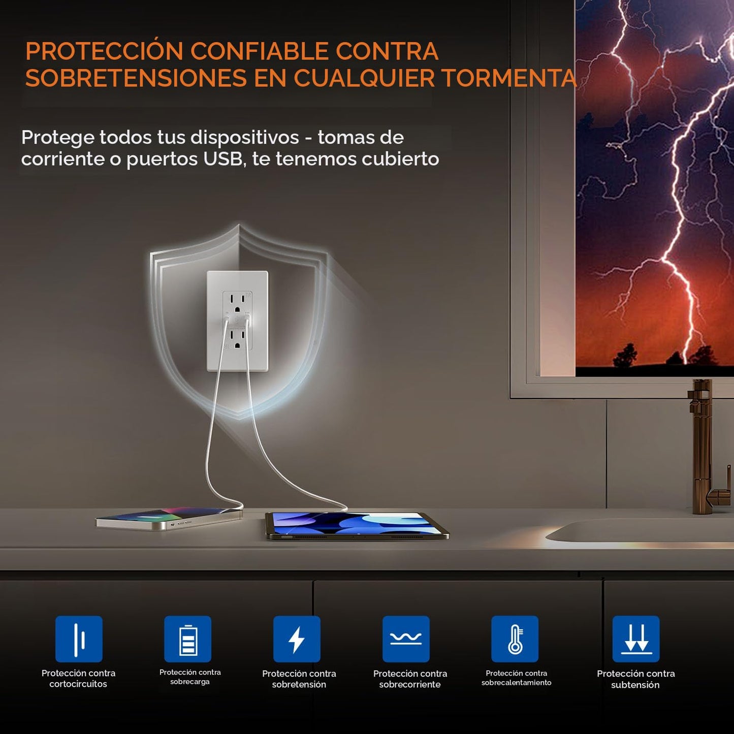 ELEGRP TOMACORRIENTE POLARIZADO CON PUERTOS USB A Y C DE 15A