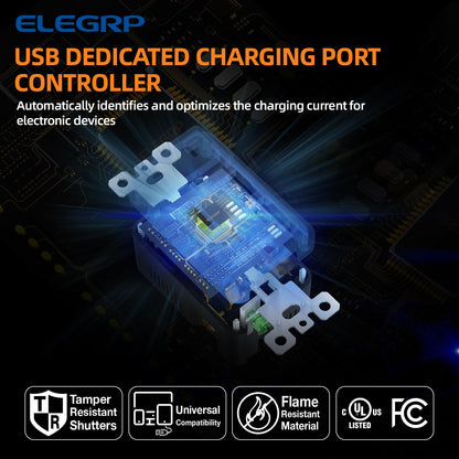 ELEGRP TOMACORRIENTE POLARIZADO CON PUERTOS USB A Y C DE 15A